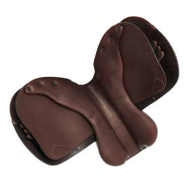 Selle de saut Firenze arbre en bois cuir double Acavallo Marron foncé
