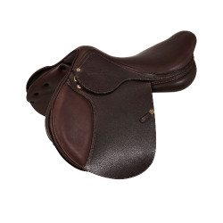 Selle de saut Roma arçon en bois cuir martelé Acavallo Marron foncé