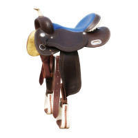 Selle Pool's 5020 avec siège en cuir brut couleur bleu pour baril Marron foncé