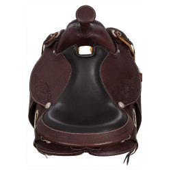 Selle western garnitures en acier inoxydable cuir grainé et estampage floral 2815 Denver Huile foncé Marron Selle western garnitures en acier inoxydable cuir grainé et estampage floral 2815 Denver Huile foncé Marron