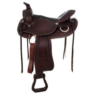Selle western garnitures en acier inoxydable cuir grainé et estampage serpent 2817 Denver Selle western garnitures en acier inoxydable cuir grainé et estampage serpent 2817 Denver