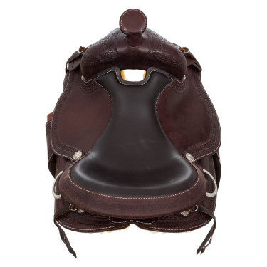 Selle western garnitures en acier inoxydable cuir grainé et estampage serpent 2817 Denver Selle western garnitures en acier inoxydable cuir grainé et estampage serpent 2817 Denver