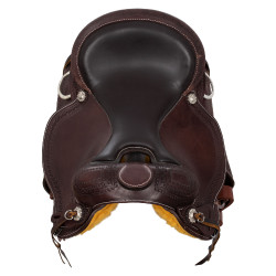 Selle western garnitures en acier inoxydable cuir grainé et estampage serpent 2817 Denver Huile foncé Marron
