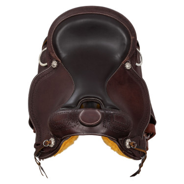 Selle western garnitures en acier inoxydable cuir grainé et estampage serpent 2817 Denver Selle western garnitures en acier inoxydable cuir grainé et estampage serpent 2817 Denver