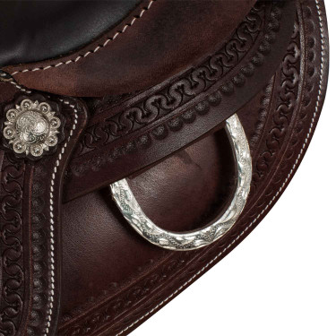 Selle western garnitures en acier inoxydable cuir grainé et estampage serpent 2817 Denver Selle western garnitures en acier inoxydable cuir grainé et estampage serpent 2817 Denver