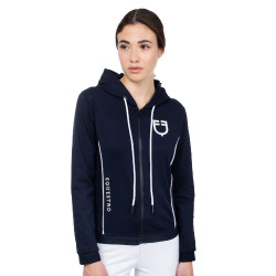 Sweat-shirt femme avec zip frontal en interlock Equestro Marine blazer / blanc Bleu marine Sweat-shirt femme avec zip frontal en interlock Equestro Marine blazer / blanc Bleu marine