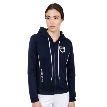 Sweat-shirt femme avec zip frontal en interlock Equestro Sweat-shirt femme avec zip frontal en interlock Equestro