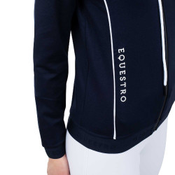 Sweat-shirt femme avec zip frontal en interlock Equestro Marine blazer / blanc Bleu marine Sweat-shirt femme avec zip frontal en interlock Equestro Marine blazer / blanc Bleu marine