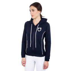 Sweat-shirt femme avec zip frontal en interlock Equestro Marine blazer / blanc Bleu marine Sweat-shirt femme avec zip frontal en interlock Equestro Marine blazer / blanc Bleu marine
