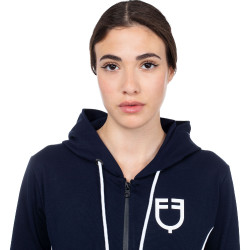 Sweat-shirt femme avec zip frontal en interlock Equestro Marine blazer / blanc Bleu marine Sweat-shirt femme avec zip frontal en interlock Equestro Marine blazer / blanc Bleu marine