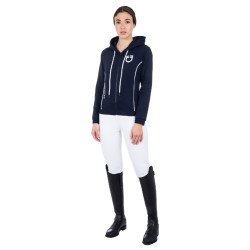 Sweat-shirt femme avec zip frontal en interlock Equestro Marine blazer / blanc Bleu marine Sweat-shirt femme avec zip frontal en interlock Equestro Marine blazer / blanc Bleu marine