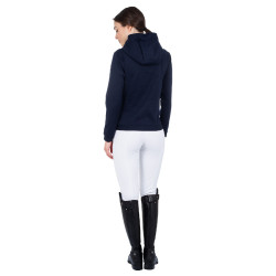 Sweat-shirt femme avec zip frontal en interlock Equestro Marine blazer / blanc Bleu marine Sweat-shirt femme avec zip frontal en interlock Equestro Marine blazer / blanc Bleu marine