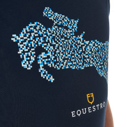 T-shirt en coton Equestro pour homme coupe slim imprimé Jump Marine