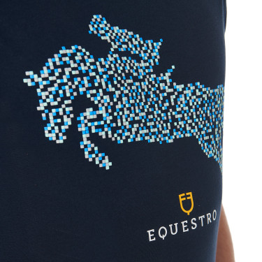 T-shirt en coton Equestro pour homme coupe slim imprimé Jump Marine Bleu marine T-shirt en coton Equestro pour homme coupe slim imprimé Jump Marine Bleu marine