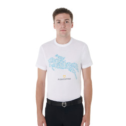 T-shirt en coton Equestro pour homme coupe slim imprimé Jump