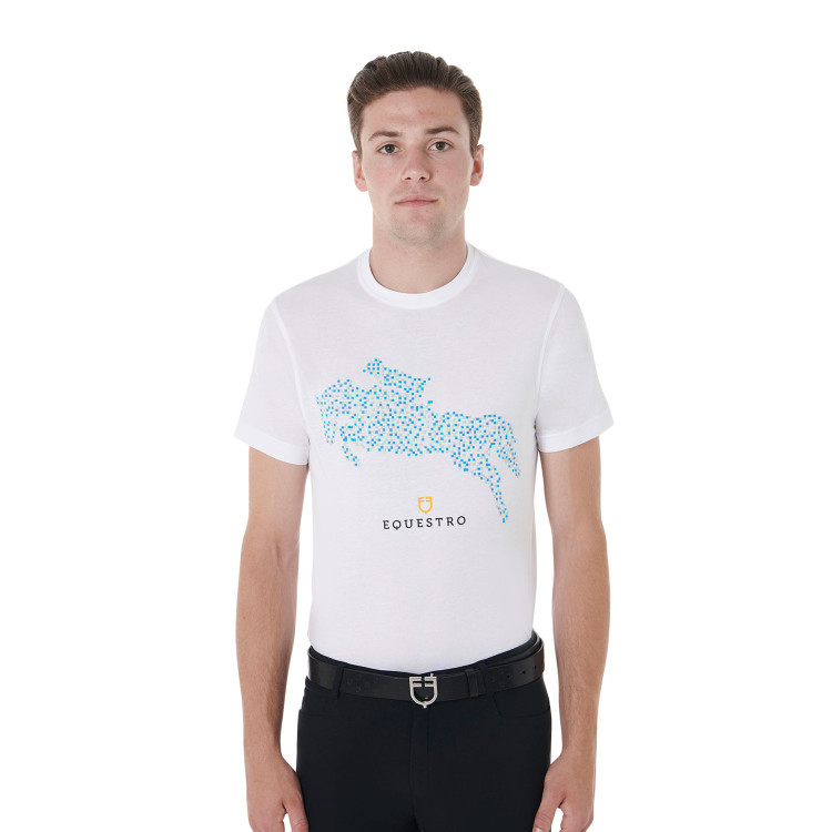 T-shirt en coton Equestro pour homme coupe slim imprimé Jump T-shirt en coton Equestro pour homme coupe slim imprimé Jump