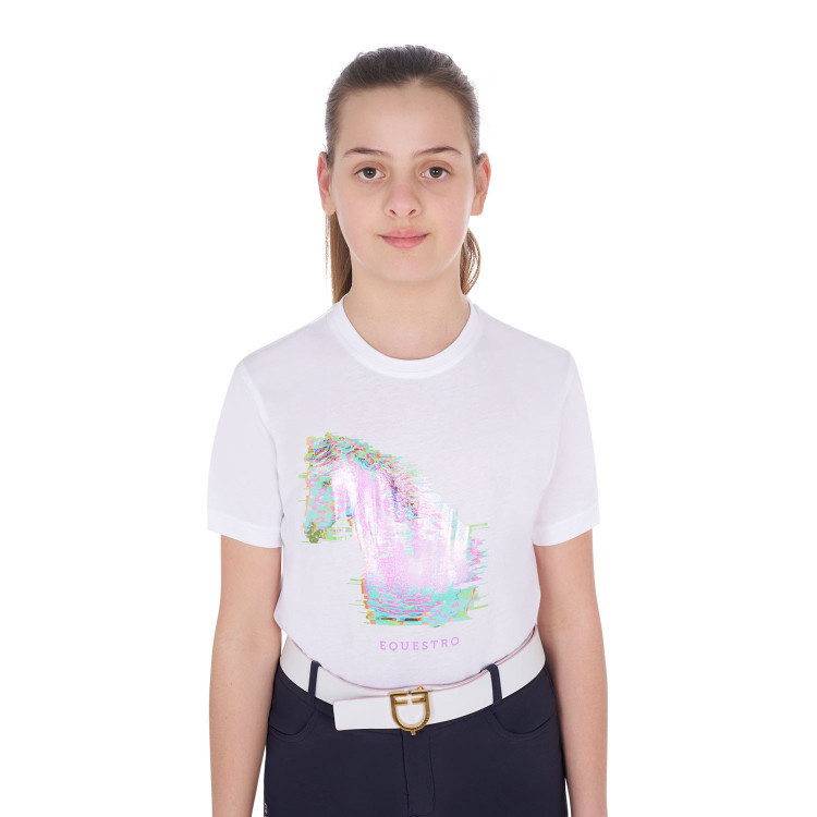 T-shirt fille avec imprimé cheval en interférence Equestro