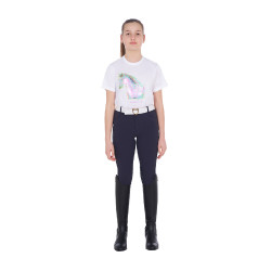 T-shirt fille avec imprimé cheval en interférence Equestro Blanc