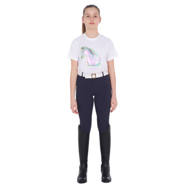T-shirt fille avec imprimé cheval en interférence Equestro T-shirt fille avec imprimé cheval en interférence Equestro