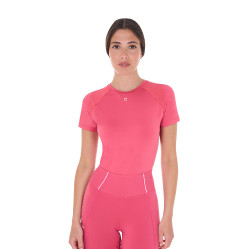 T-shirt technique d'entrainement femme coupe slim Equestro Chèvrefeuille Rose