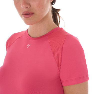 T-shirt technique d'entrainement femme coupe slim Equestro Chèvrefeuille Rose