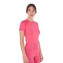 T-shirt technique d'entrainement femme coupe slim Equestro Chèvrefeuille Rose