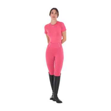 T-shirt technique d'entrainement femme coupe slim Equestro Chèvrefeuille Rose