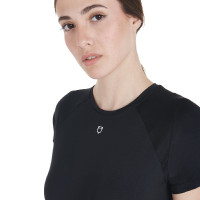 T-shirt technique d'entrainement femme coupe slim Equestro Noir