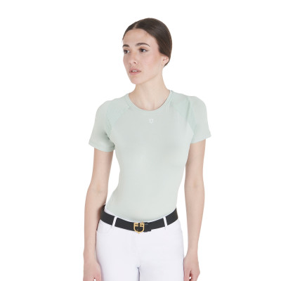 T-shirt technique d'entrainement femme coupe slim Equestro Vert clair