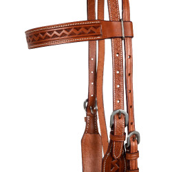 Têtière western avec estampage en bordure McBryan Châtaigne Marron Têtière western avec estampage en bordure McBryan Châtaigne Marron