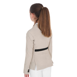 Veste de concours trois boutons fille en mesh Equestro Oxford tan Rose