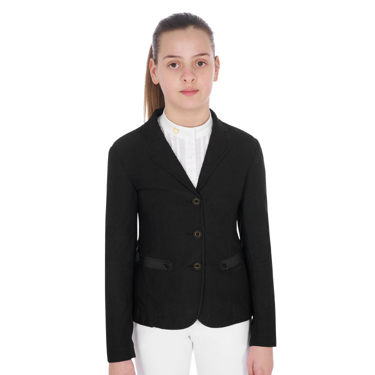 Veste de concours trois boutons fille en mesh Equestro Veste de concours trois boutons fille en mesh Equestro