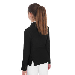 Veste de concours trois boutons fille en mesh Equestro Noir