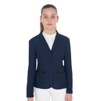 Veste de concours trois boutons fille en mesh Equestro Marine Bleu marine Veste de concours trois boutons fille en mesh Equestro Marine Bleu marine