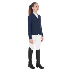 Veste de concours trois boutons fille en mesh Equestro Marine Bleu marine Veste de concours trois boutons fille en mesh Equestro Marine Bleu marine