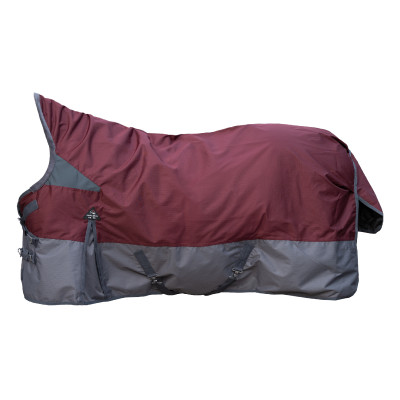 Couverture highneck HKM Yukon 600D 200g Rouge foncé / gris