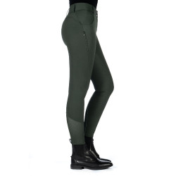 Pantalon HKM Ari taille moyenne fond 1/1 en silicone Vert olive
