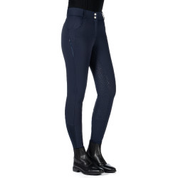 Pantalon HKM Ari taille moyenne fond 1/1 en silicone Bleu foncé