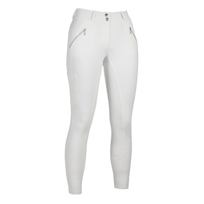 Pantalon HKM Lia taille haute fond 1/1 en silicone Blanc