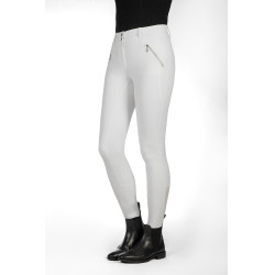 Pantalon HKM Lia taille haute fond 1/1 en silicone Blanc