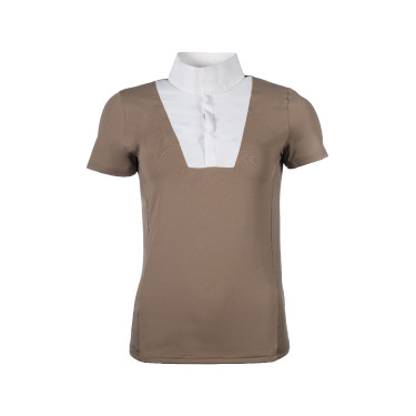 Polo de concours HKM Virginia manches courtes Taupe Marron