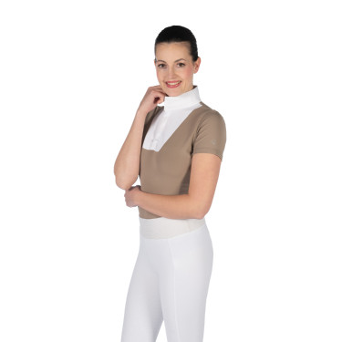 Polo de concours HKM Virginia manches courtes Taupe Marron