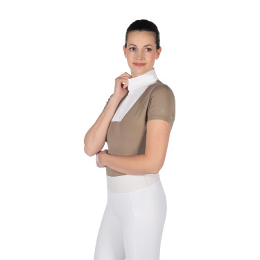 Polo de concours HKM Virginia manches courtes Taupe Marron