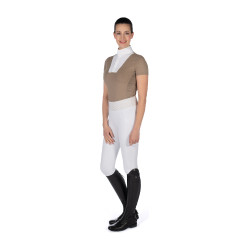 Polo de concours HKM Virginia manches courtes Taupe Marron