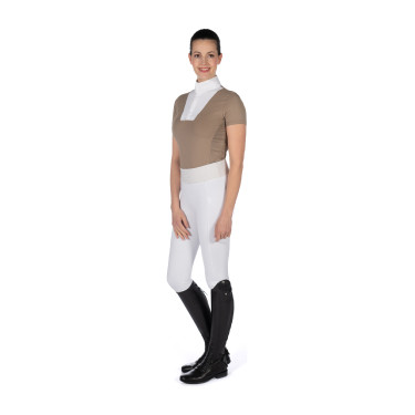 Polo de concours HKM Virginia manches courtes Taupe Marron