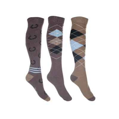 Chaussettes HKM Cardiff par 3 Marron / beige