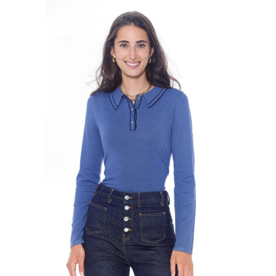 Polo Harcour Popi manches longues femme Steel Blue