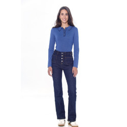 Polo Harcour Popi manches longues femme Steel Blue Bleu Polo Harcour Popi manches longues femme Steel Blue Bleu
