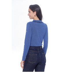 Polo Harcour Popi manches longues femme Steel Blue Bleu Polo Harcour Popi manches longues femme Steel Blue Bleu
