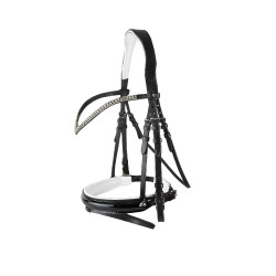 Bridon anatomique Grayson Horze à strass Noir / blanc